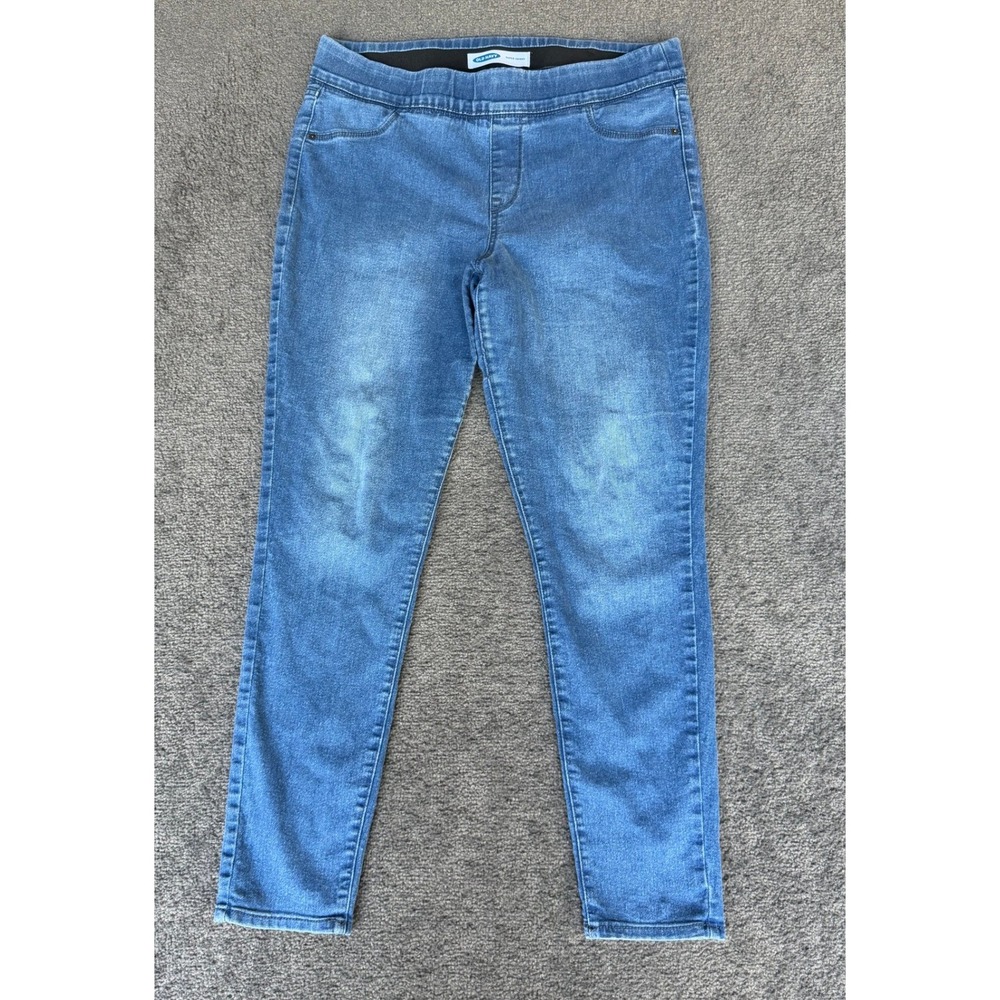 Old Navy Womens Size 14 Super Skinny Pull‎ On Jeggings Medium Wash Blue Stretch